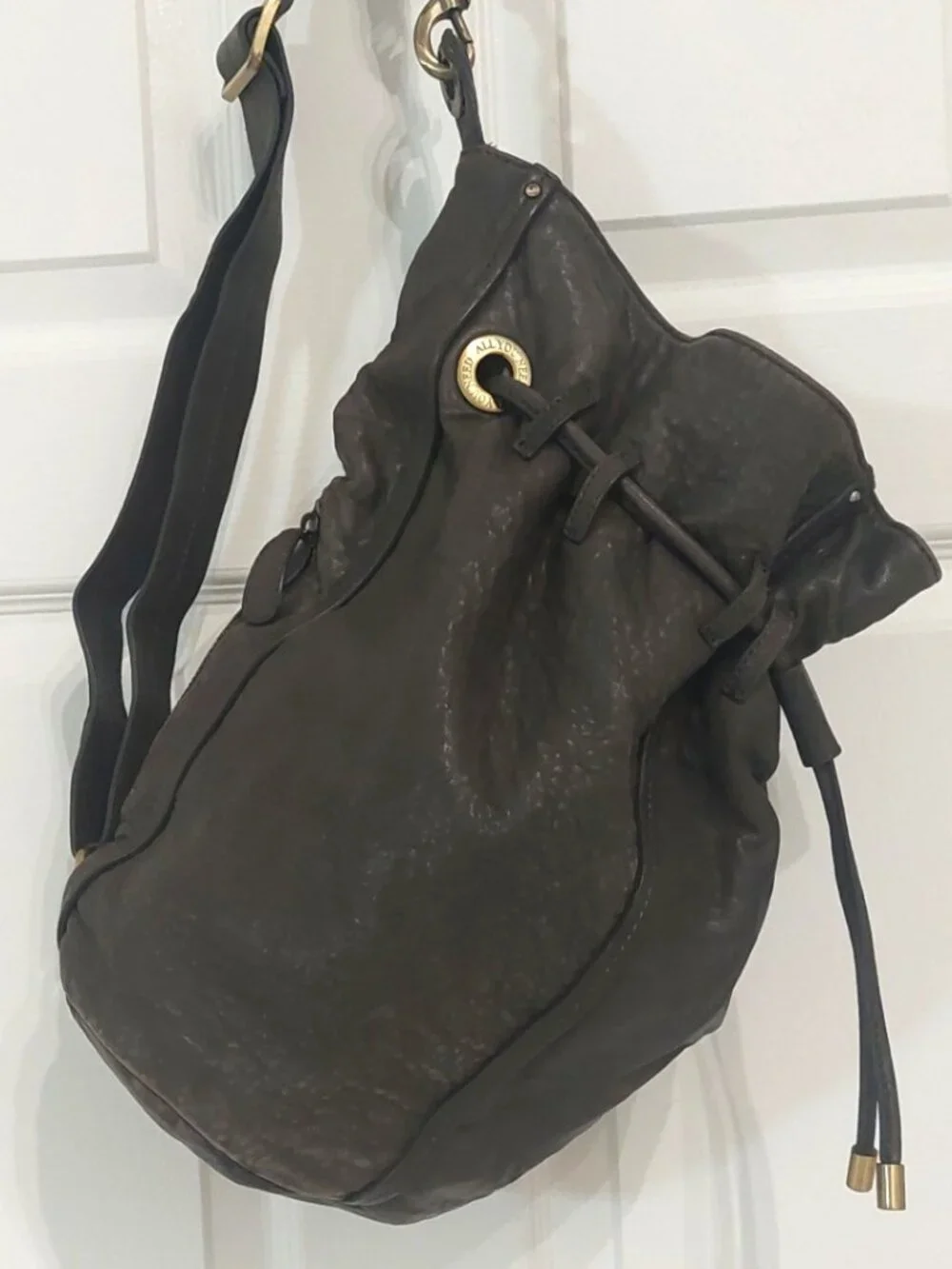 All You Need Comes With Me Genuine Leather Crossbody Shoulder Bag Gray Large